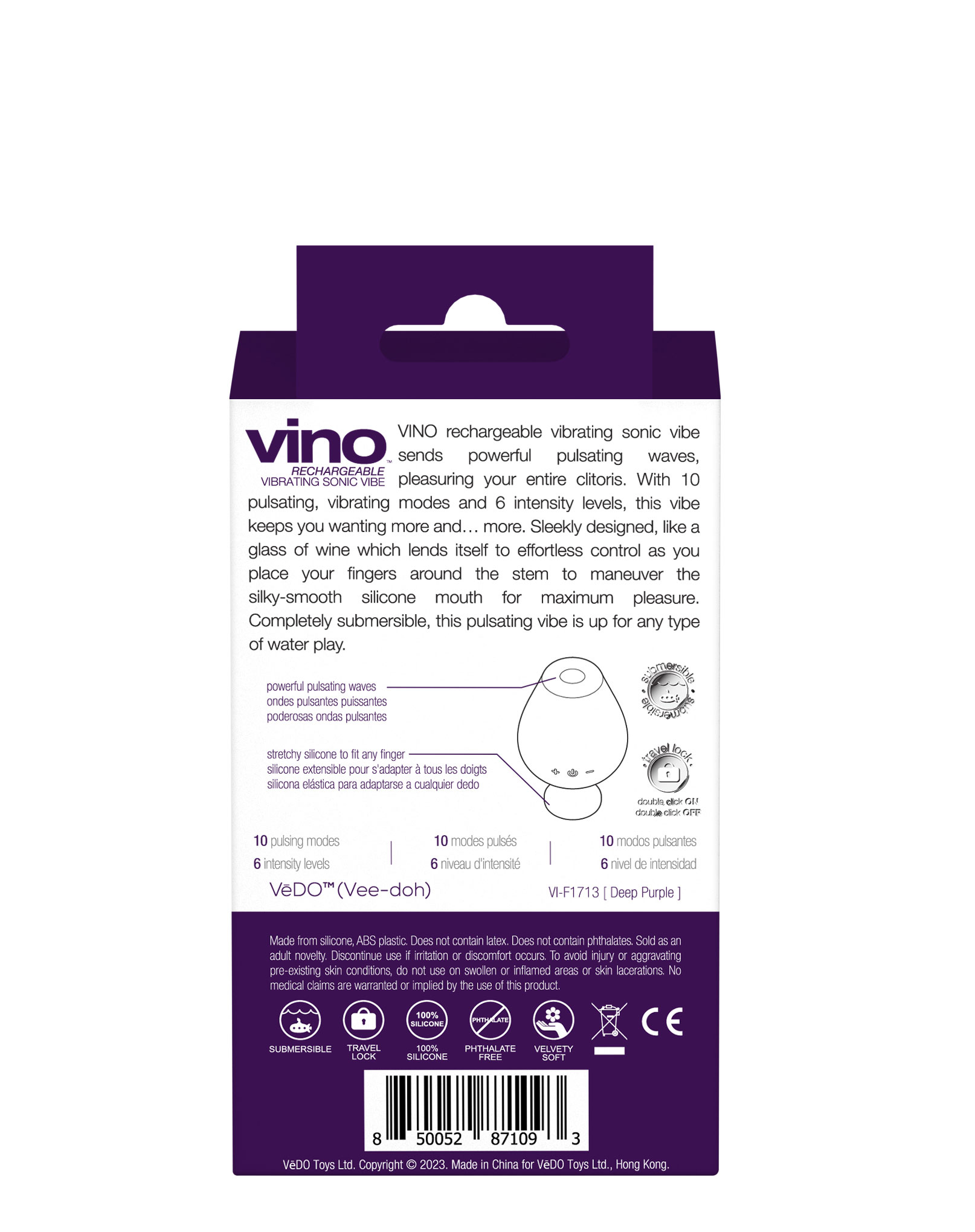 vino rechargeable vibrating sonic vibe purple 