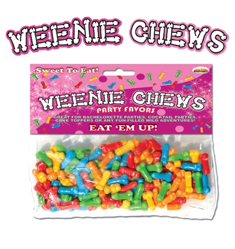 weenie chews multi flavor assorted penis shaped candy  piece bag 