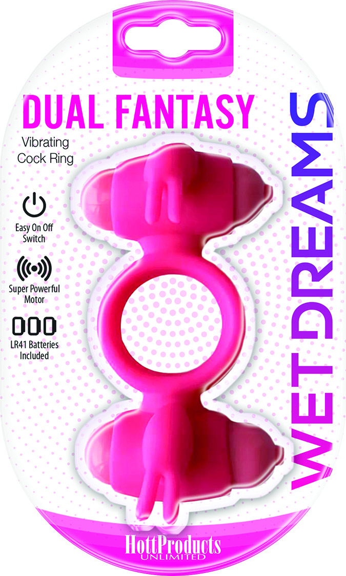 wet dreams dual fantasy cock ring with turbo motors pink 