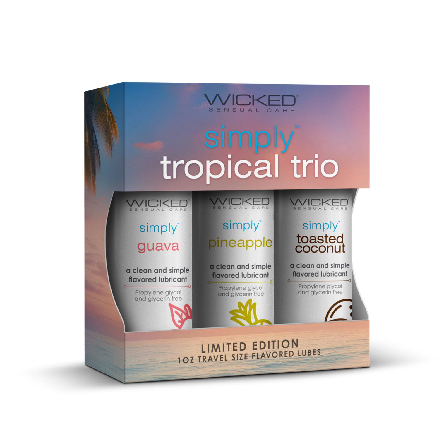 wicked simply tropical trio oz travel size flavored lubes 