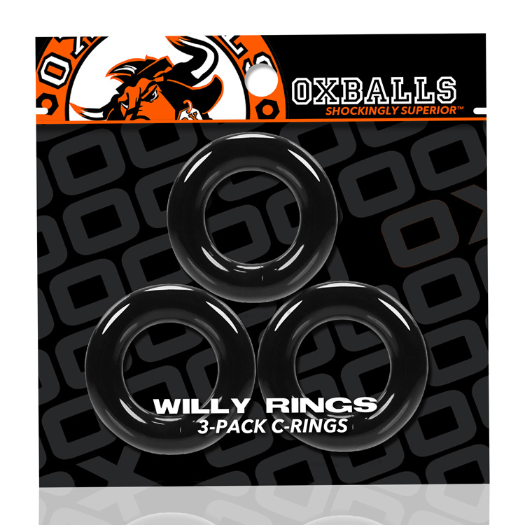 willy rings  pack cockrings black 