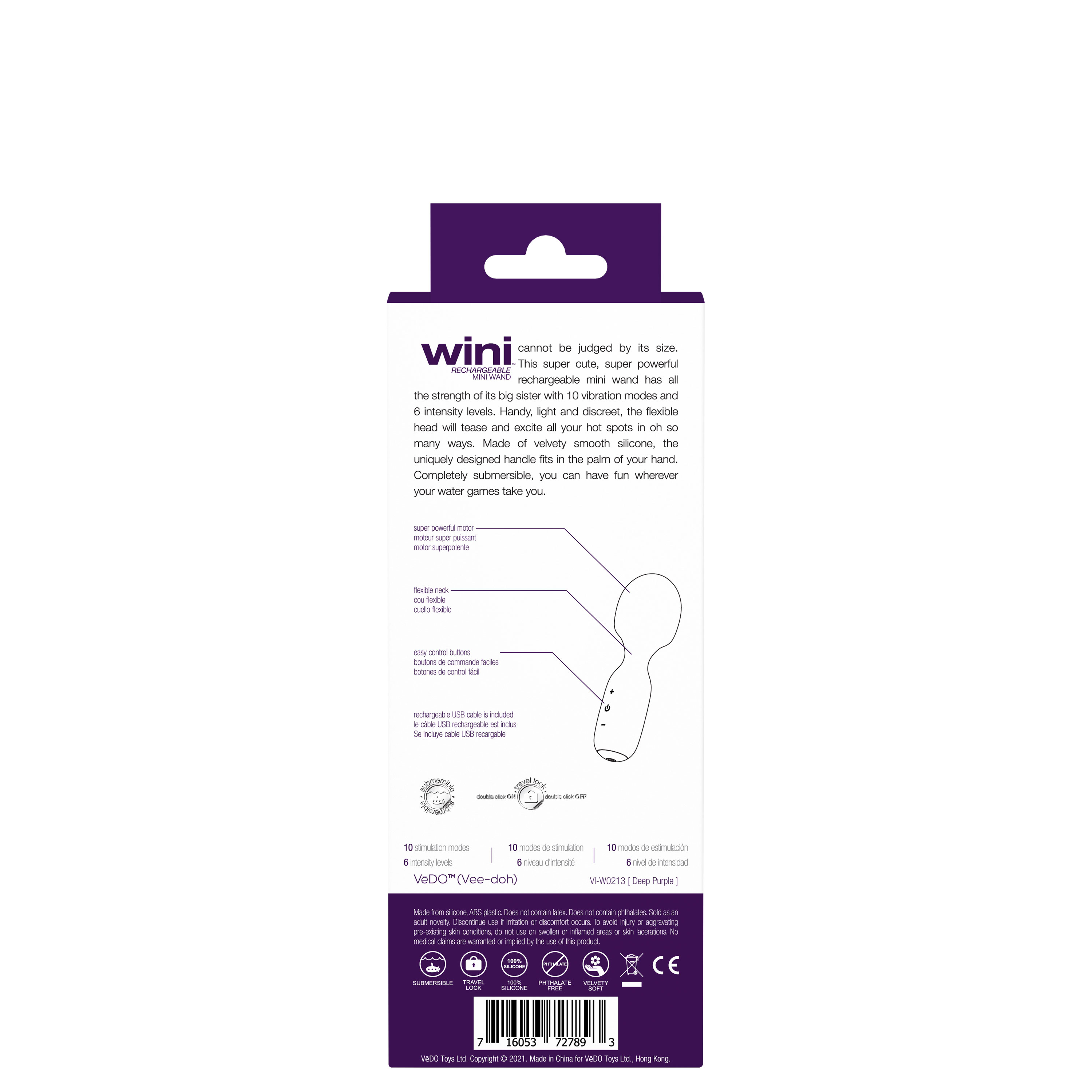 wini rechargeable mini wand purple 