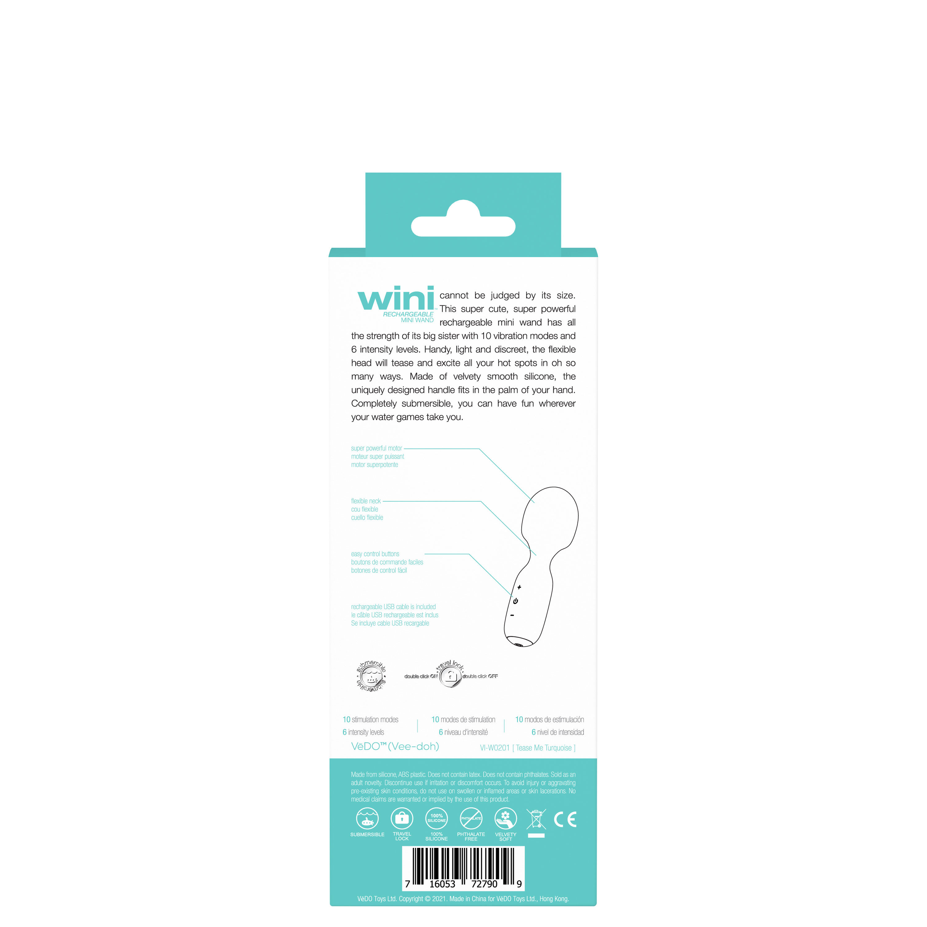 wini rechargeable mini wand turquoise 