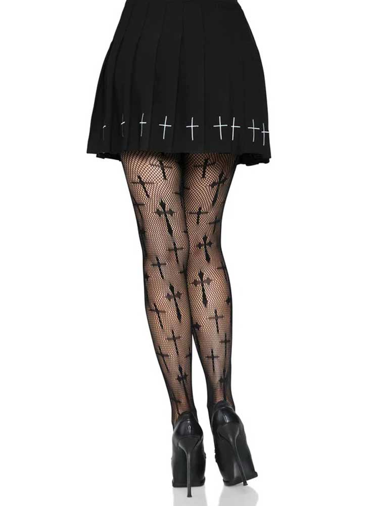 worship me cross net tights xx black 