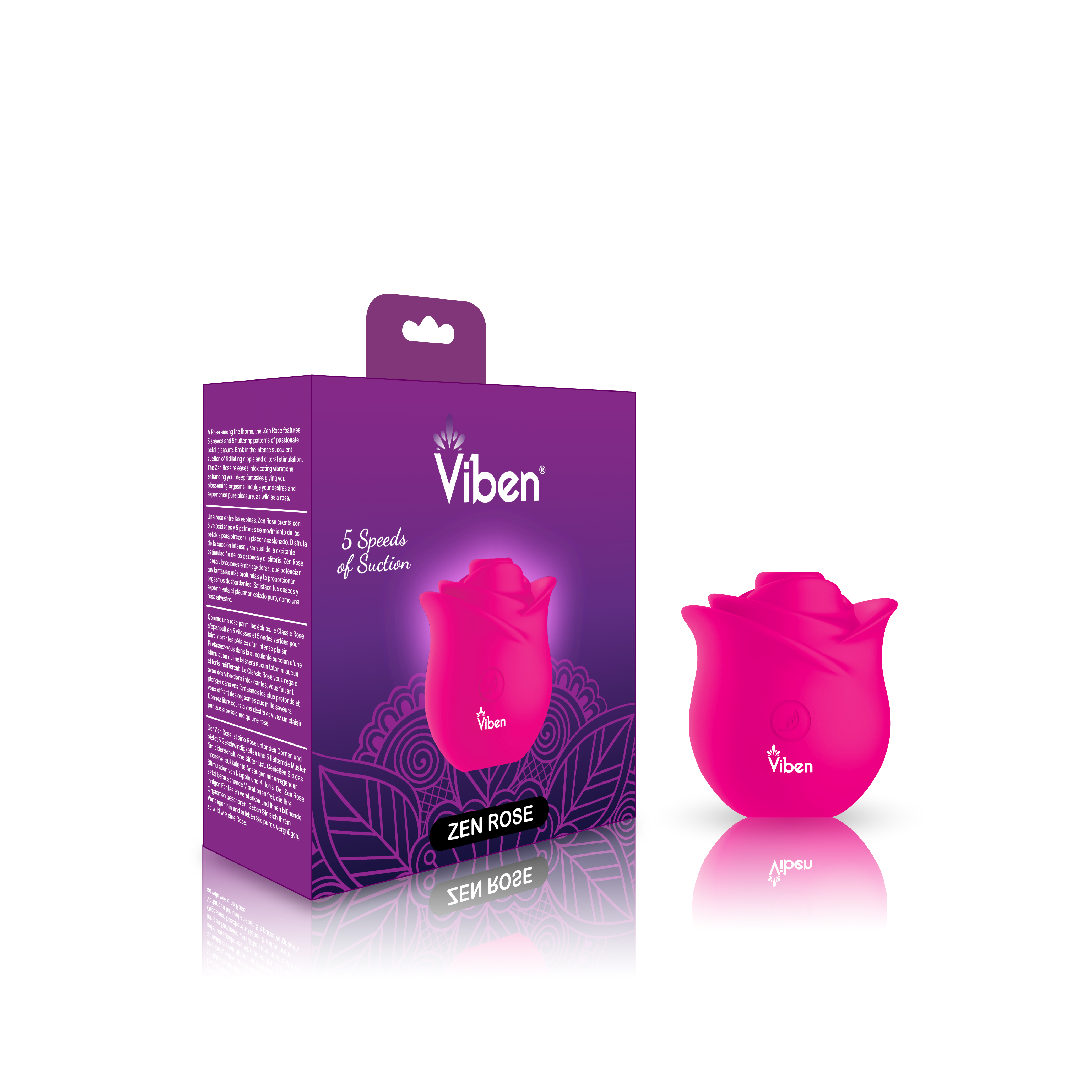 zen rose hot pink handheld rose clitoral and nipple stimulator 