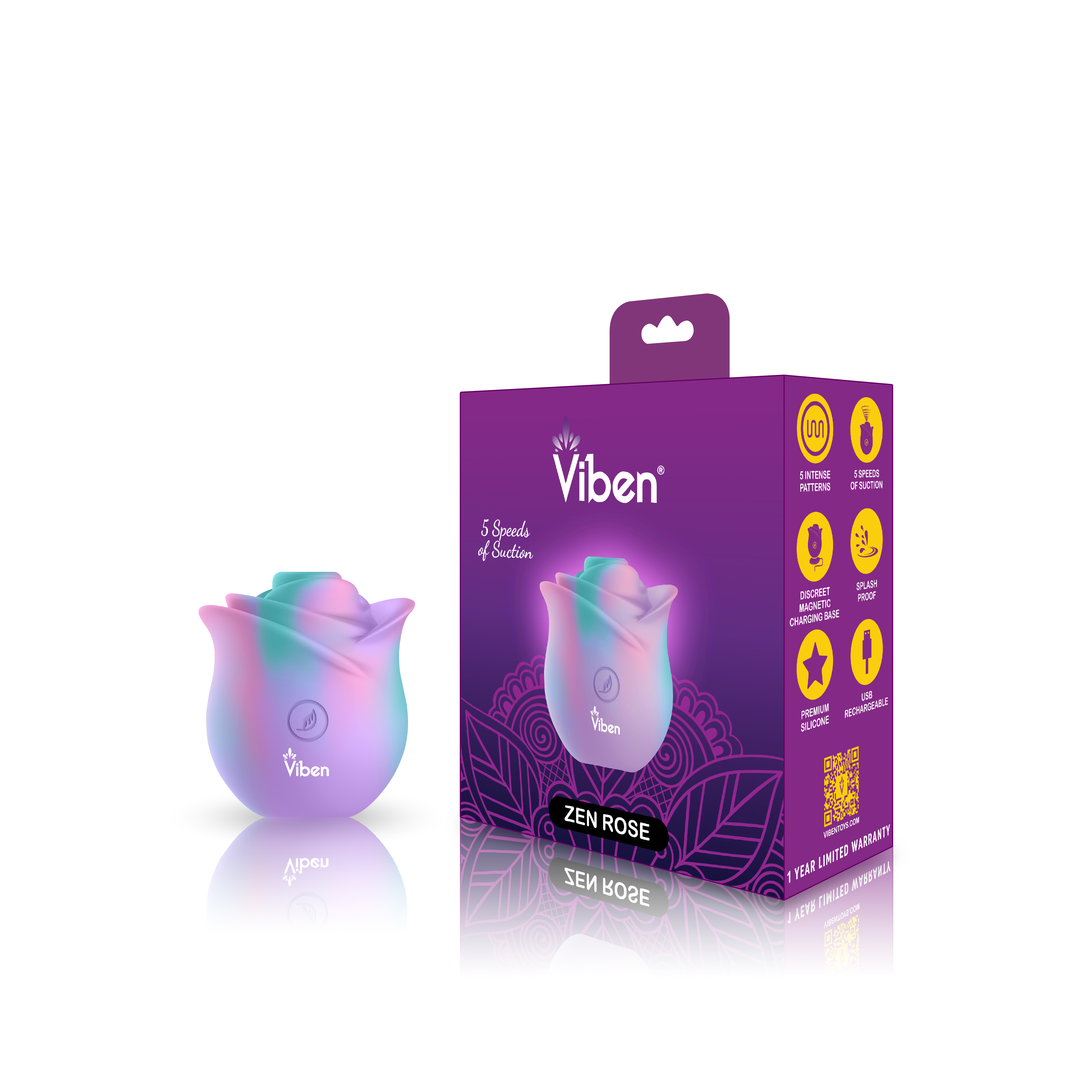 zen rose unicorn handheld rose clitoral and nipple stimulator 